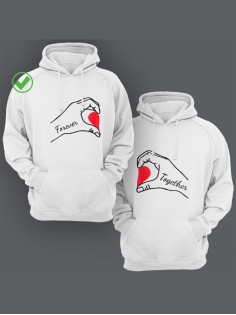 Парные толстовки для двоих с надписью Forever together/худи для влюбленных с принтом