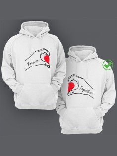 Парные толстовки для двоих с надписью Forever together/худи для влюбленных с принтом