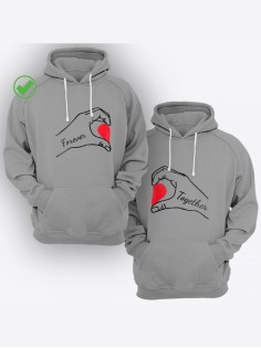 Парные толстовки для двоих с надписью Forever together/худи для влюбленных с принтом