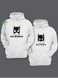 Парные толстовки для двоих влюбленных с забавными надписями Catwoman&Batman