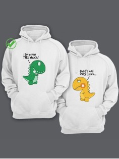 Парные толстовки для двоих влюбленных с забавными принтами Динозаврики / Family look