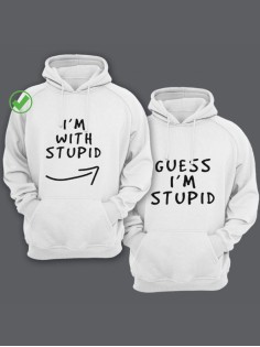 Парные толстовки для влюбленных с забавными надписями I'm with stupid / Family look / Фэмили лук