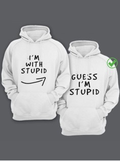Парные толстовки для влюбленных с забавными надписями I'm with stupid / Family look / Фэмили лук