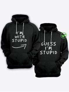 Парные толстовки для влюбленных с забавными надписями I'm with stupid / Family look / Фэмили лук