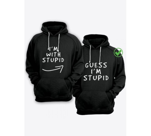 Парные толстовки для влюбленных с забавными надписями I'm with stupid / Family look / Фэмили лук