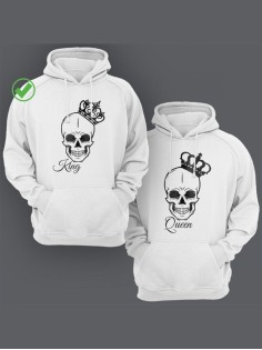 Парные толстовки для двоих с надписью King & Queen/худи для влюбленных с принтом