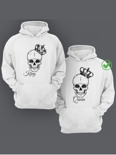 Парные толстовки для двоих с надписью King & Queen/худи для влюбленных с принтом