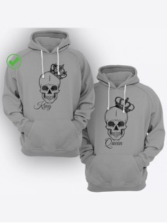 Парные толстовки для двоих с надписью King & Queen/худи для влюбленных с принтом