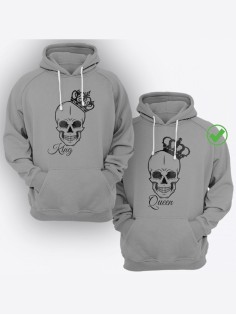 Парные толстовки для двоих с надписью King & Queen/худи для влюбленных с принтом