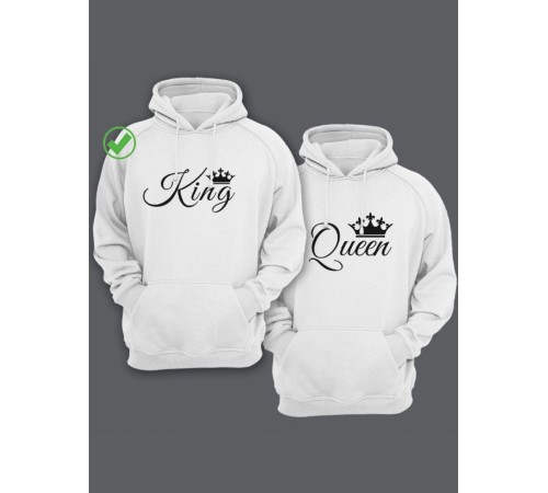 Парные толстовки для влюбленных с забавными надписями King&Queen / Family look / Фэмили лук