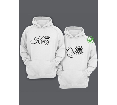 Парные толстовки для влюбленных с забавными надписями King&Queen / Family look / Фэмили лук