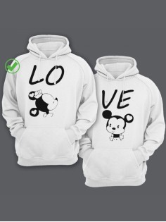 Парные толстовки для двоих с надписью LOVE/худи для влюбленных с принтом