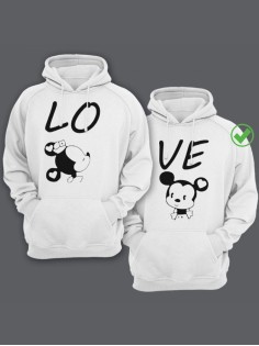 Парные толстовки для двоих с надписью LOVE/худи для влюбленных с принтом