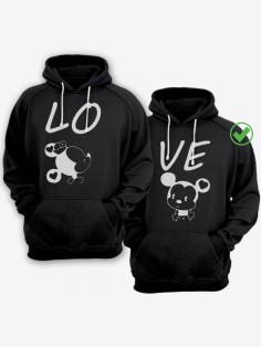 Парные толстовки для двоих с надписью LOVE/худи для влюбленных с принтом