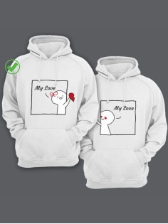 Парные толстовки для двоих с надписью My love/худи для влюбленных с принтом