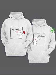 Парные толстовки для двоих с надписью My love/худи для влюбленных с принтом