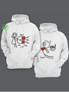 Парные толстовки для двоих с надписью Our love story/худи для влюбленных с принтом