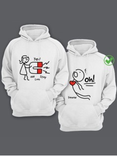 Парные толстовки для двоих с надписью Our love story/худи для влюбленных с принтом