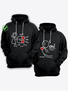 Парные толстовки для двоих с надписью Our love story/худи для влюбленных с принтом