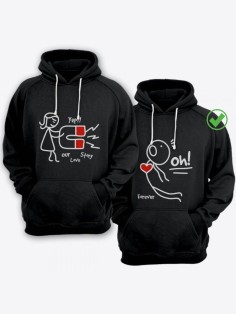 Парные толстовки для двоих с надписью Our love story/худи для влюбленных с принтом