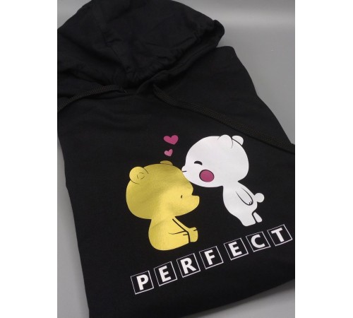 Парные толстовки для двоих с надписью Perfect pair/худи для влюбленных с милым принтом