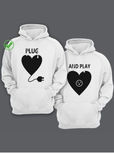 Парные толстовки для влюбленных с забавными надписями Plug&Play / Family look / Фэмили лук