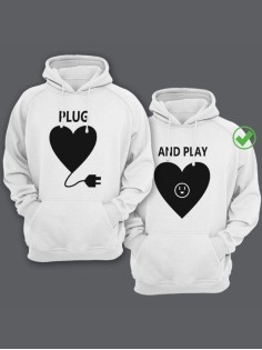 Парные толстовки для влюбленных с забавными надписями Plug&Play / Family look / Фэмили лук