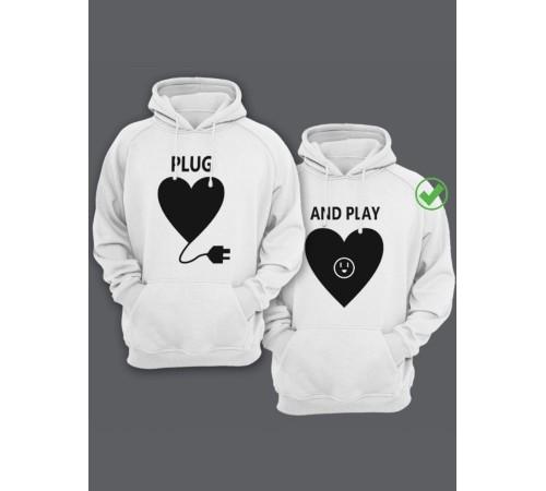 Парные толстовки для влюбленных с забавными надписями Plug&Play / Family look / Фэмили лук
