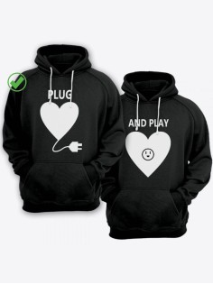 Парные толстовки для влюбленных с забавными надписями Plug&Play / Family look / Фэмили лук