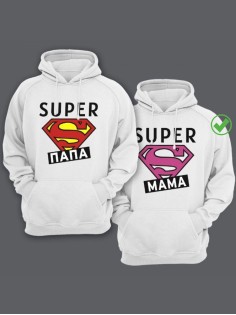 Парные толстовки для влюбленных с забавными надписями Super семейка / Family look / Фэмили лук