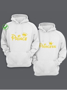 Парные толстовки для влюбленных с забавными надписями Prince&Princess / Family look / Фэмили лук