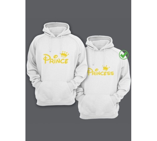 Парные толстовки для влюбленных с забавными надписями Prince&Princess / Family look / Фэмили лук