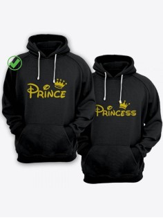 Парные толстовки для влюбленных с забавными надписями Prince&Princess / Family look / Фэмили лук