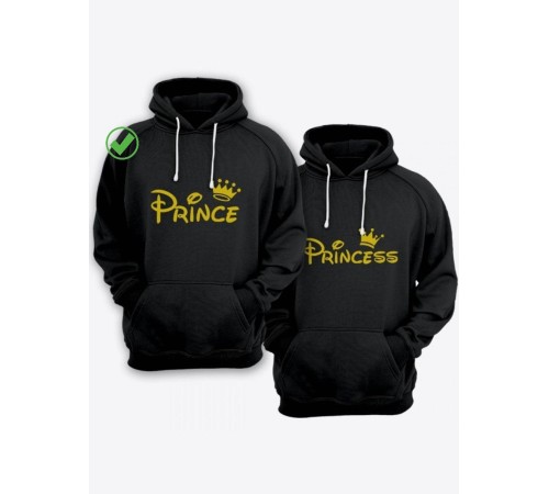 Парные толстовки для влюбленных с забавными надписями Prince&Princess / Family look / Фэмили лук