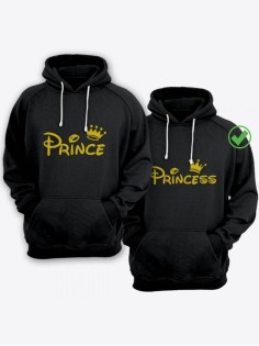 Парные толстовки для влюбленных с забавными надписями Prince&Princess / Family look / Фэмили лук