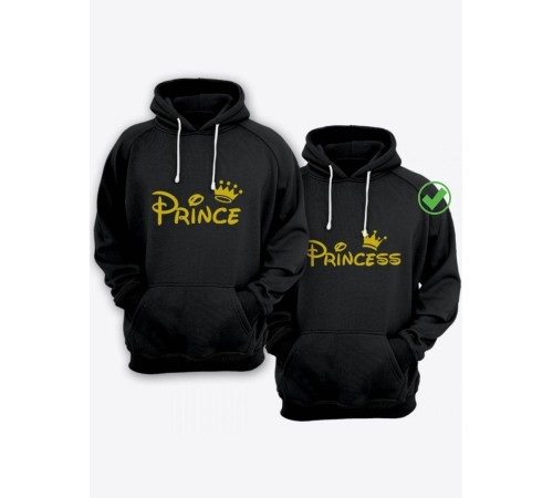Парные толстовки для влюбленных с забавными надписями Prince&Princess / Family look / Фэмили лук