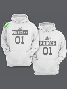Парные толстовки для влюбленных с забавными надписями Prince&Princess / Family look / Фэмили лук