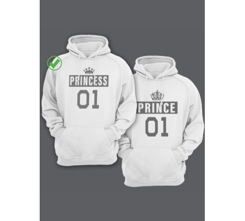 Парные толстовки для влюбленных с забавными надписями Prince&Princess / Family look / Фэмили лук