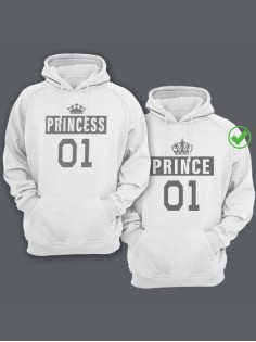 Парные толстовки для влюбленных с забавными надписями Prince&Princess / Family look / Фэмили лук