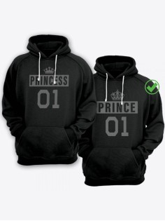 Парные толстовки для влюбленных с забавными надписями Prince&Princess / Family look / Фэмили лук