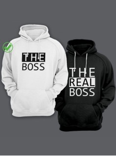 Парные толстовки для влюбленных с забавными надписями The boss / Family look / Фэмили лук