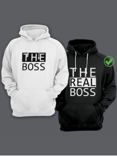 Парные толстовки для влюбленных с забавными надписями The boss / Family look / Фэмили лук