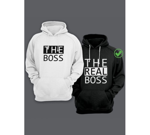 Парные толстовки для влюбленных с забавными надписями The boss / Family look / Фэмили лук