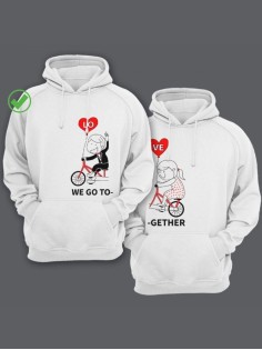 Парные толстовки для двоих с надписью We go together/худи для влюбленных с принтом