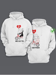 Парные толстовки для двоих с надписью We go together/худи для влюбленных с принтом