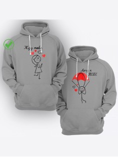 Парные толстовки для двоих с надписью Жду тебя & Лечу к тебе/худи для влюбленных с принтом