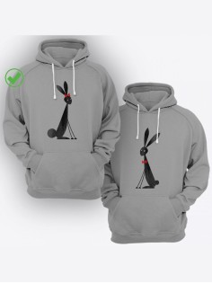 Парные худи с капюшоном для мужа и жены, для пары парень и девушка с принтом Милые кролики