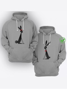 Парные худи с капюшоном для мужа и жены, для пары парень и девушка с принтом Милые кролики