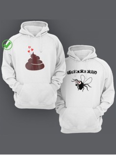 Парные толстовки для двоих с надписью Обожжжаю/худи для влюбленных с принтом