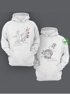 Парные толстовки для двоих с надписью/худи для влюбленных с принтом Пират & Туристка